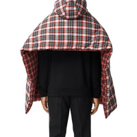 BRIGHT RED Poncho doudoune réversible en coton tartan