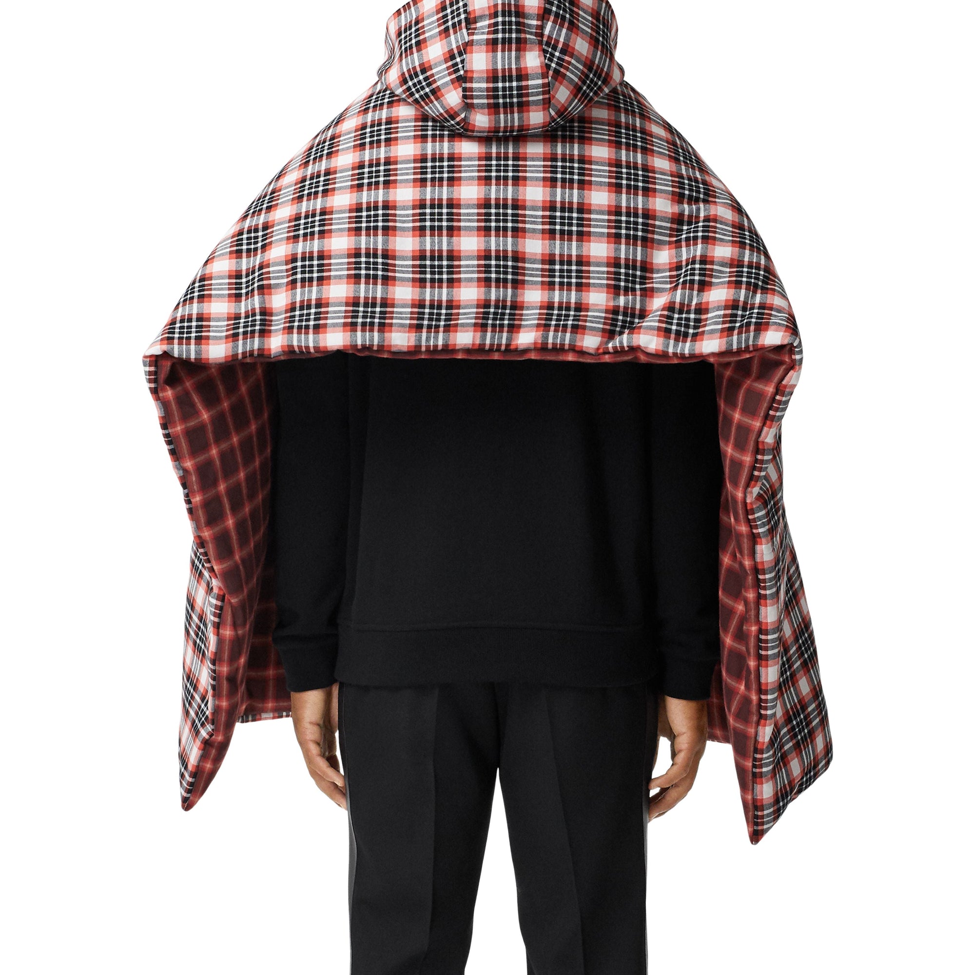 BRIGHT RED Poncho doudoune réversible en coton tartan