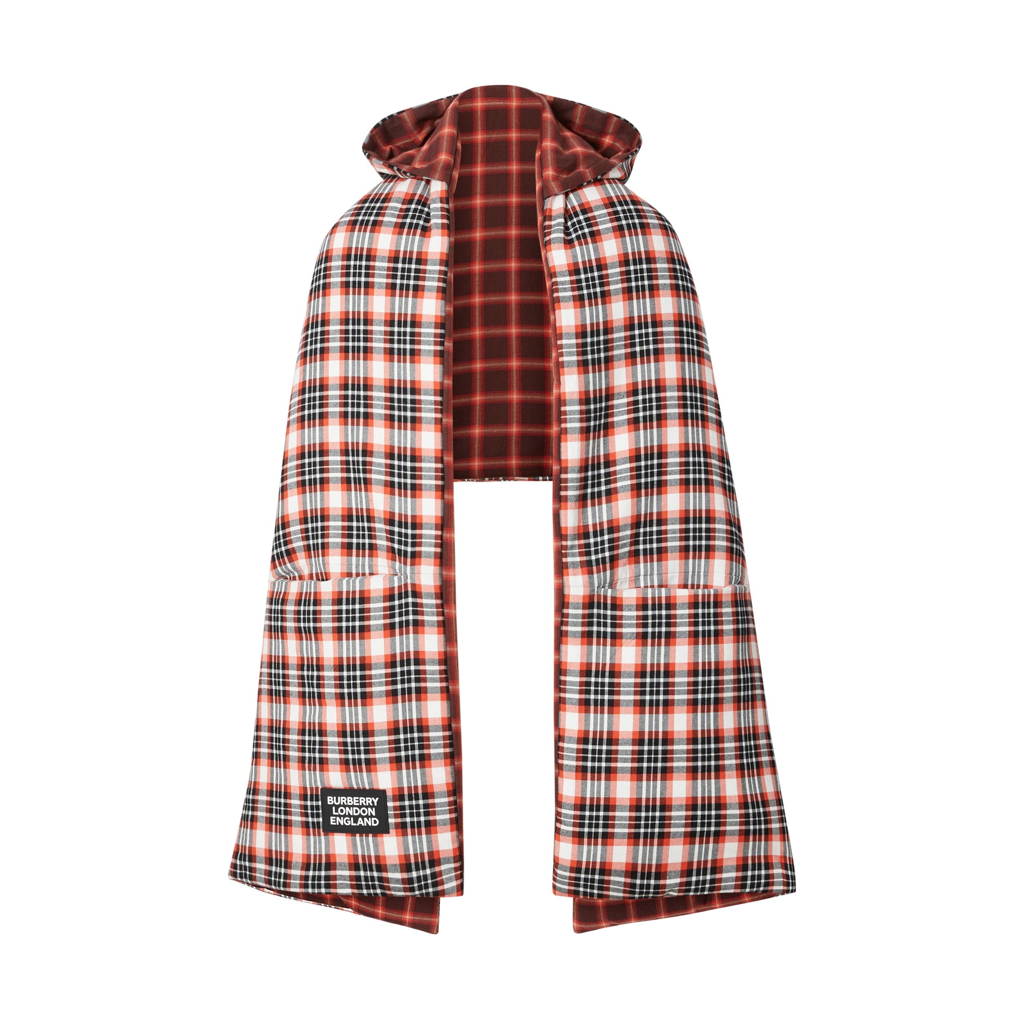 BRIGHT RED Poncho doudoune réversible en coton tartan