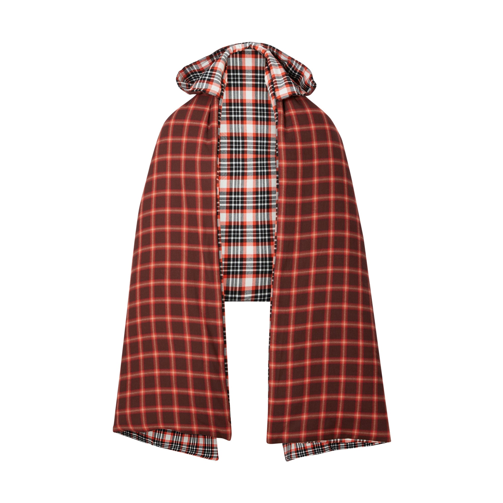 BRIGHT RED Poncho doudoune réversible en coton tartan