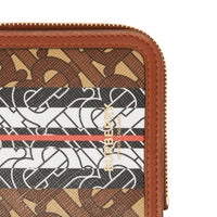 Portefeuille à rabat en toile écologique rayé Monogram et cuir - Brun Bride