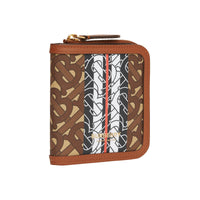Portefeuille à rabat en toile écologique rayé Monogram et cuir - Brun Bride
