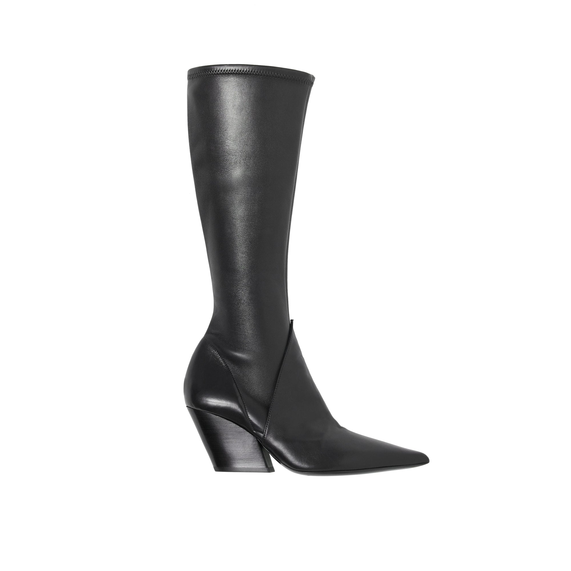 BLACK Bottes hautes à panneaux en cuir d'agneau