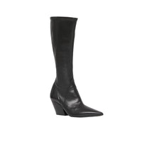 BLACK Bottes hautes à panneaux en cuir d'agneau