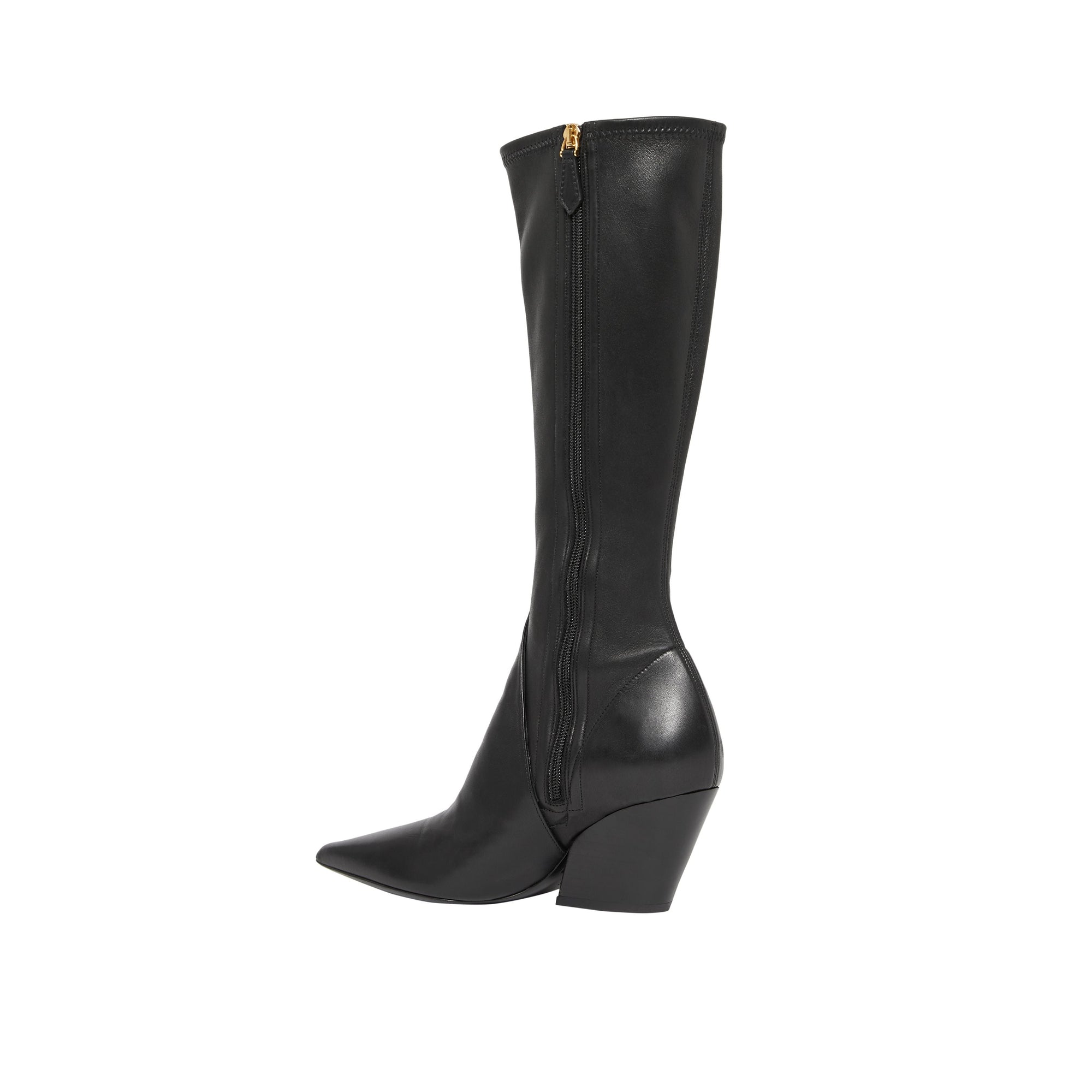 BLACK Bottes hautes à panneaux en cuir d'agneau