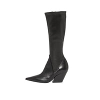 BLACK Bottes hautes à panneaux en cuir d'agneau