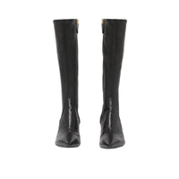 BLACK Bottes hautes à panneaux en cuir d'agneau