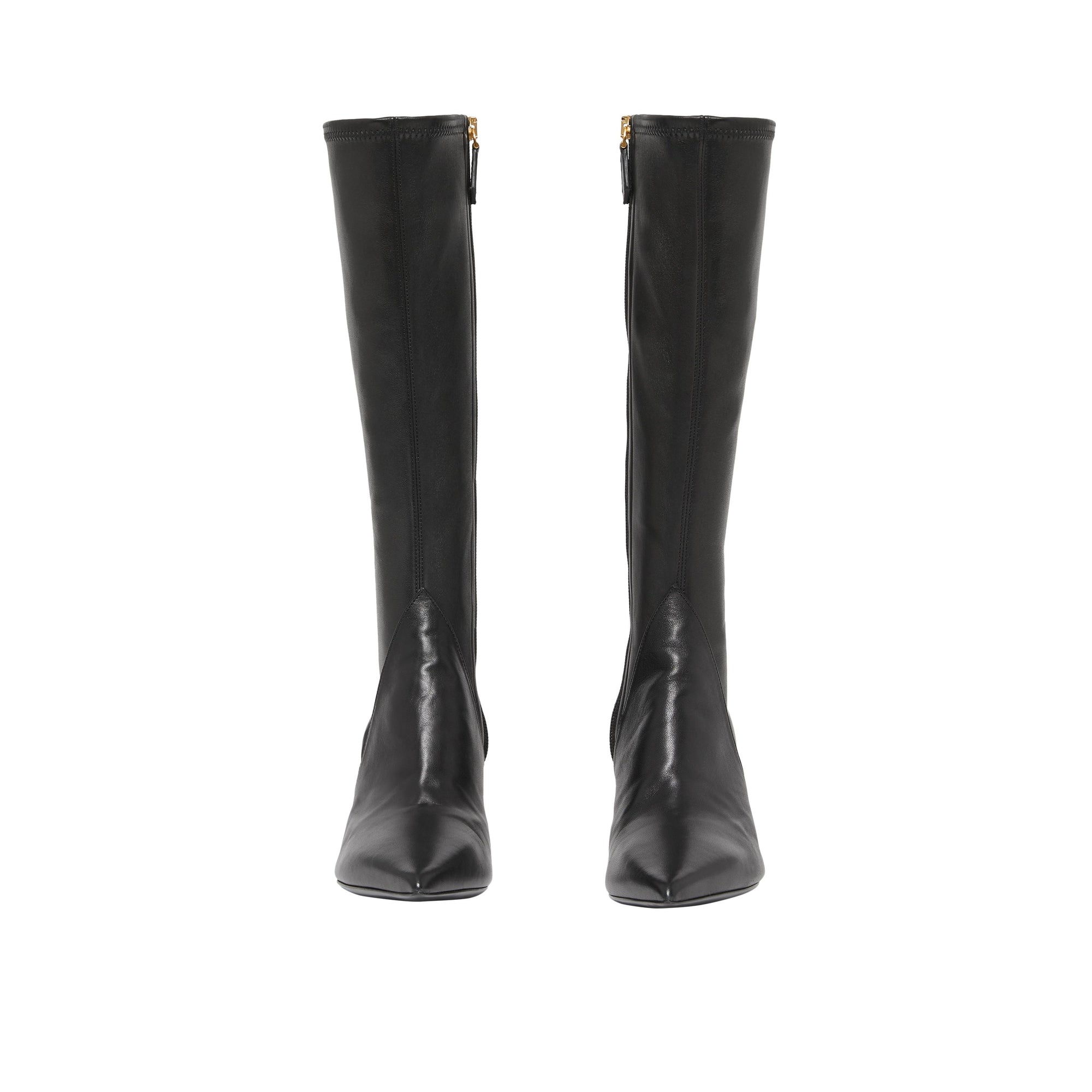 BLACK Bottes hautes à panneaux en cuir d'agneau