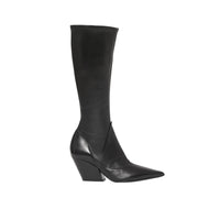 BLACK Bottes hautes à panneaux en cuir d'agneau