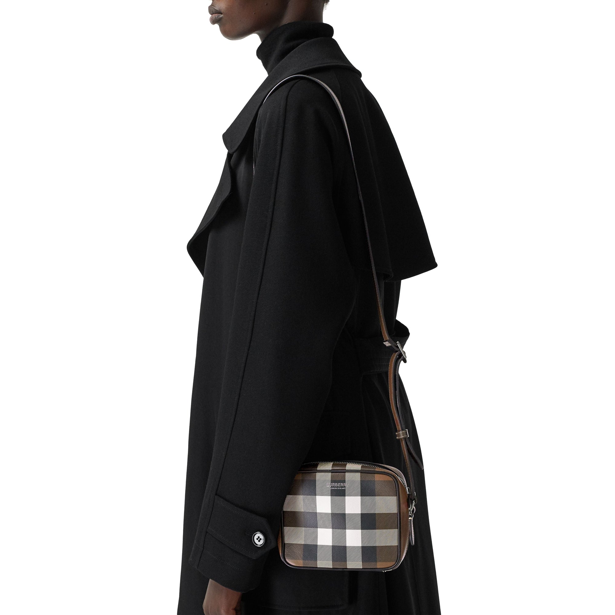 DARK BIRCH BROWN Sac à bandoulière en cuir check