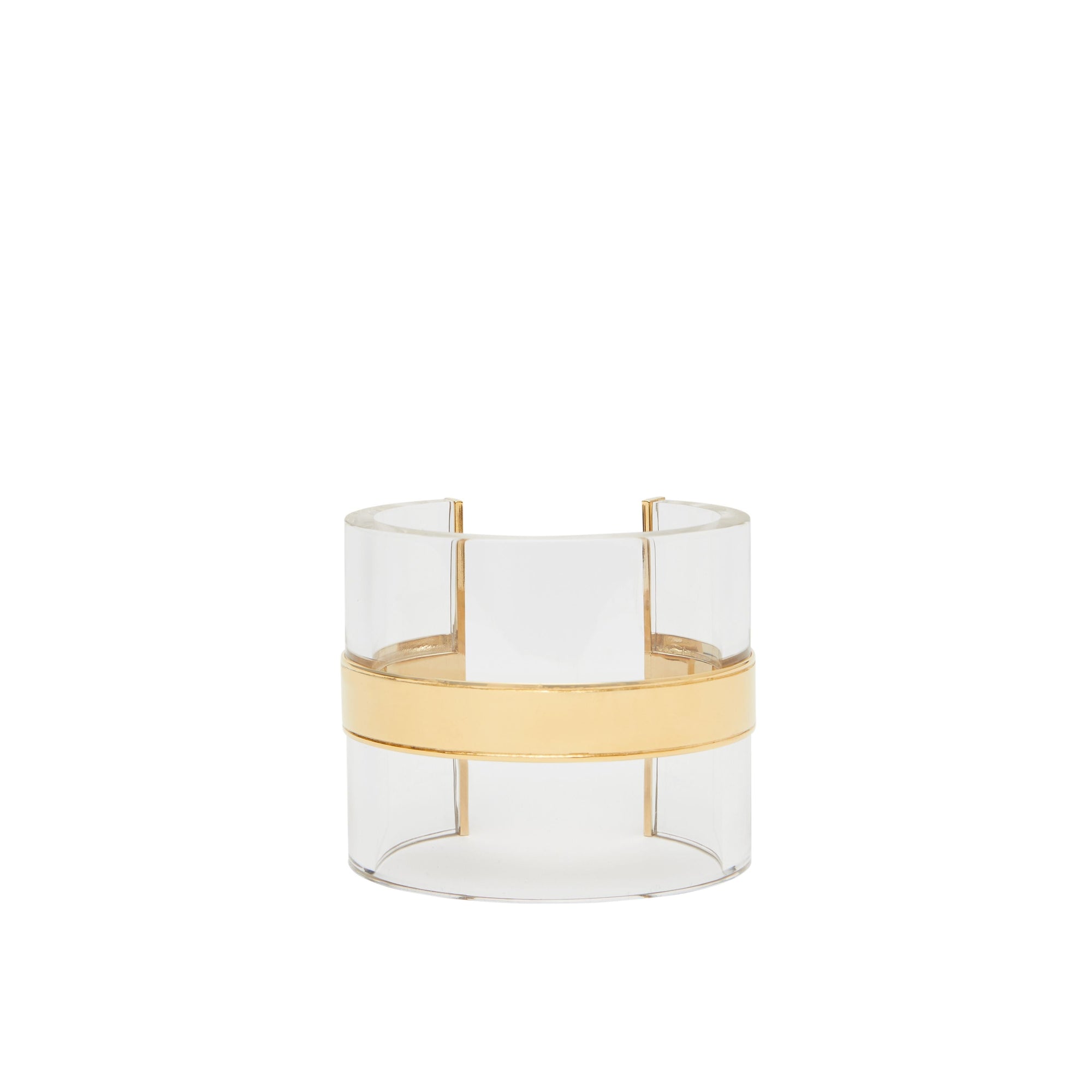 LIGHT GOLD/CRYSTAL Manchette cylindrique plaquée or et résine