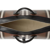 DARK BIRCH BROWN Grand sac The Barrel en cuir check
