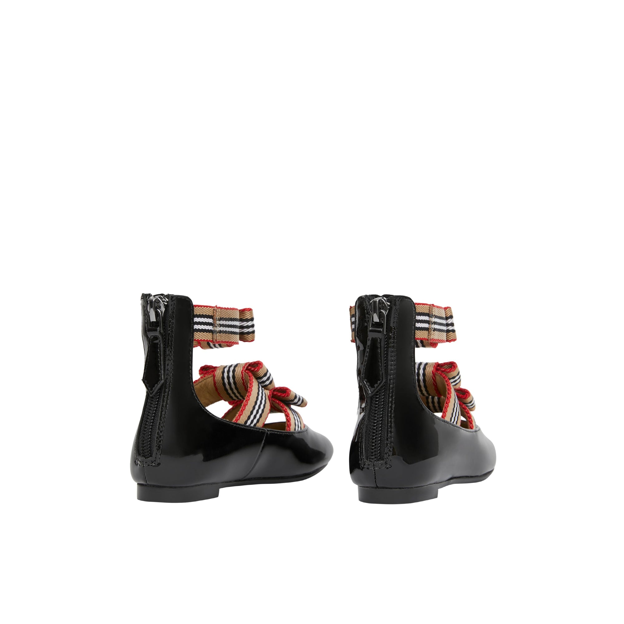BLACK Chaussures en cuir verni avec nœuds à rayures iconiques