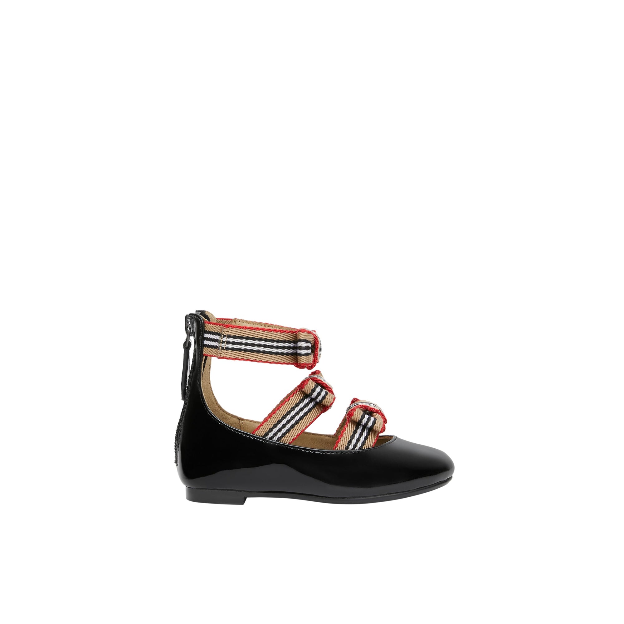 BLACK Chaussures en cuir verni avec nœuds à rayures iconiques