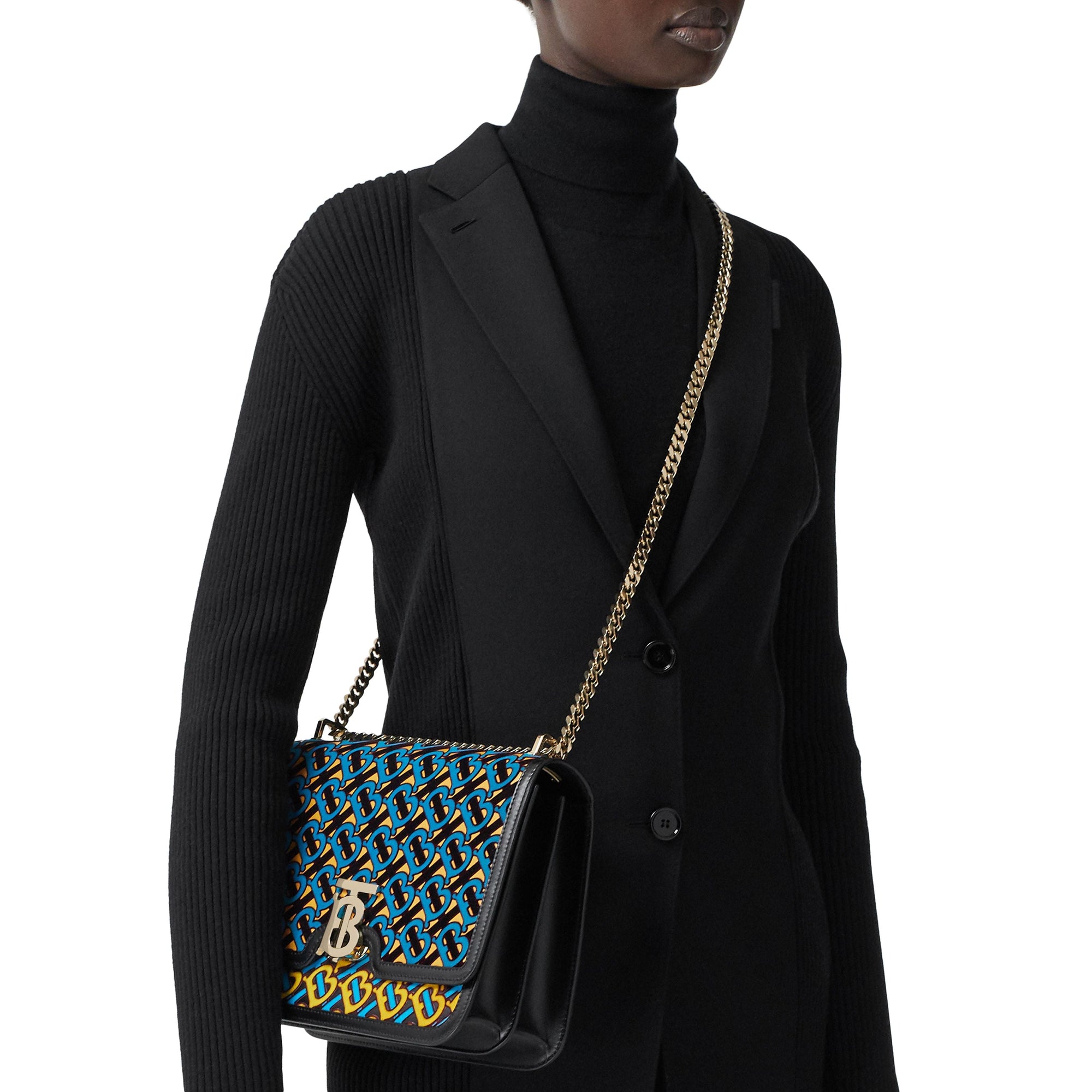 Sac TB moyen en cuir floqué Monogram - Quartz Jaune