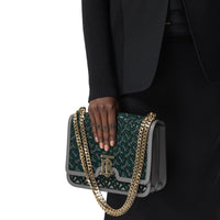 Sac TB moyen en cuir floqué Monogram - Vert Forêt