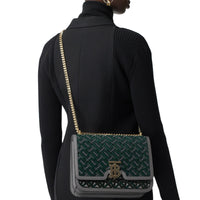 Sac TB moyen en cuir floqué monogram - Vert forêt