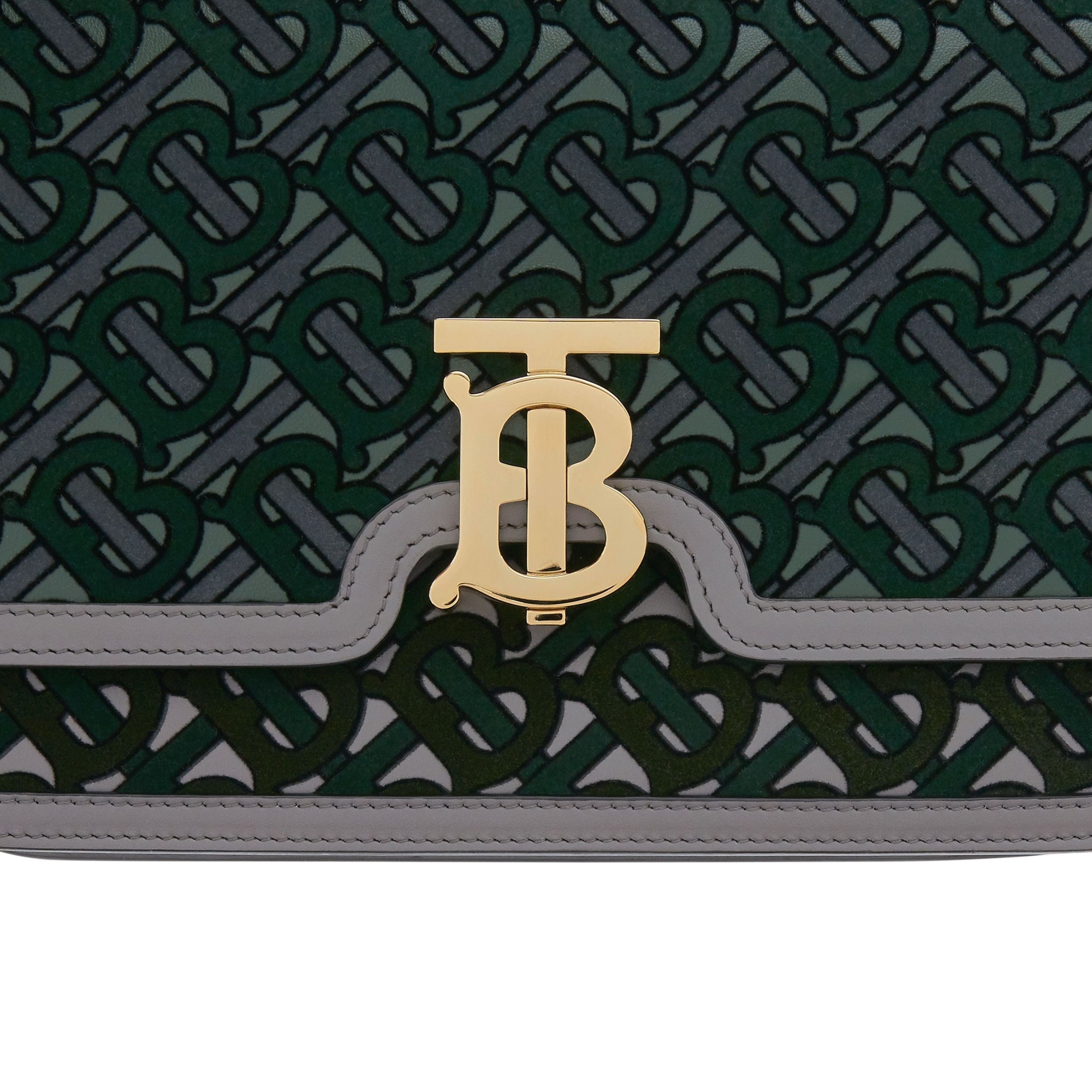 Sac TB moyen en cuir floqué monogram - Vert forêt