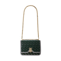 Sac TB moyen en cuir floqué monogram - Vert forêt