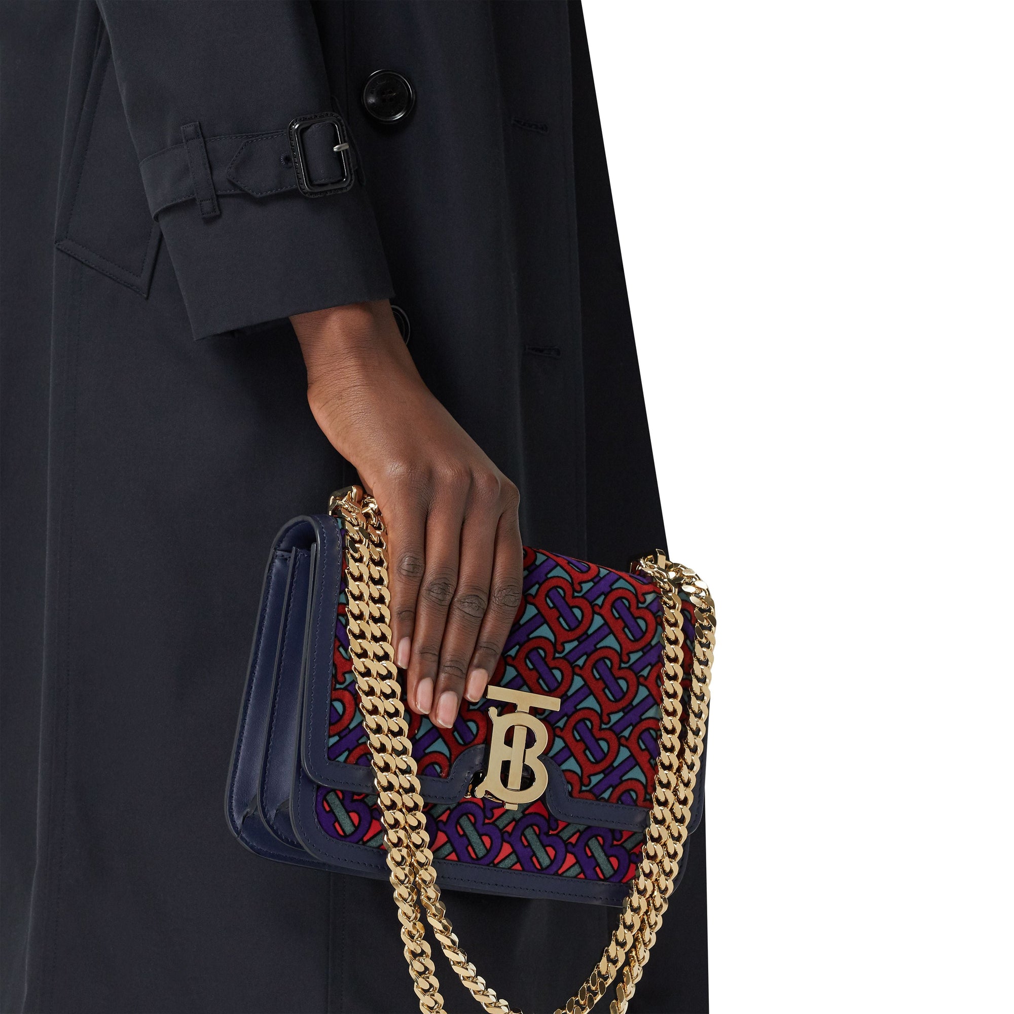 Petit sac TB en cuir floqué Monogram - Vert Turquoise