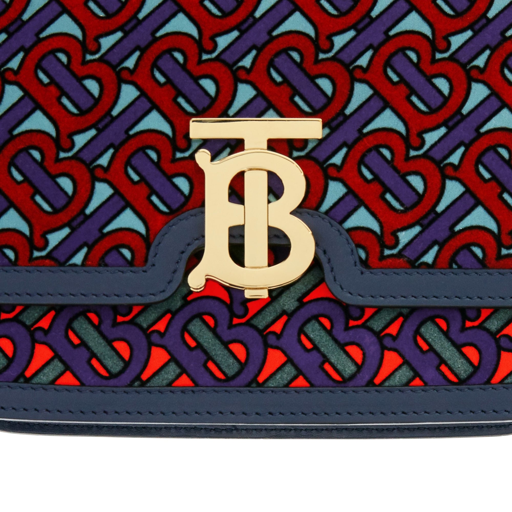 Petit sac TB en cuir floqué Monogram - Vert Turquoise