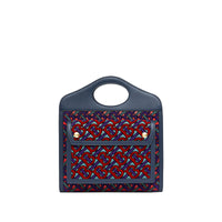 Mini sac pocket en cuir floqué monogram - Vert turquoise