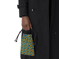 Petit sac pochon à cordon de serrage en cuir d'agneau floqué monogram - Quartz jaune