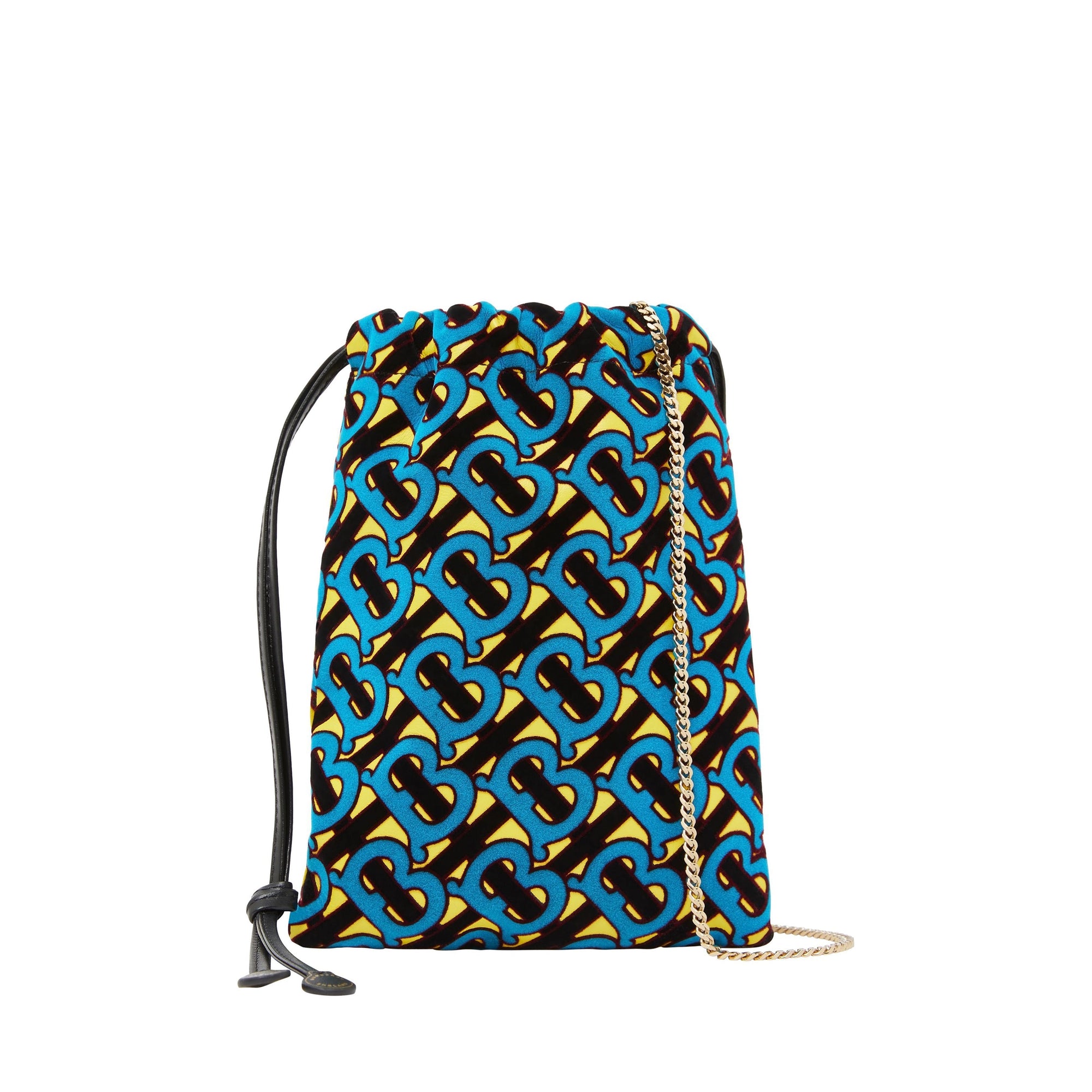 Petit sac pochon à cordon de serrage en cuir d'agneau floqué monogram - Quartz jaune