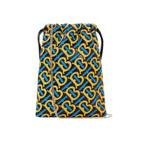 Petit sac pochon à cordon de serrage en cuir d'agneau floqué monogram - Quartz jaune