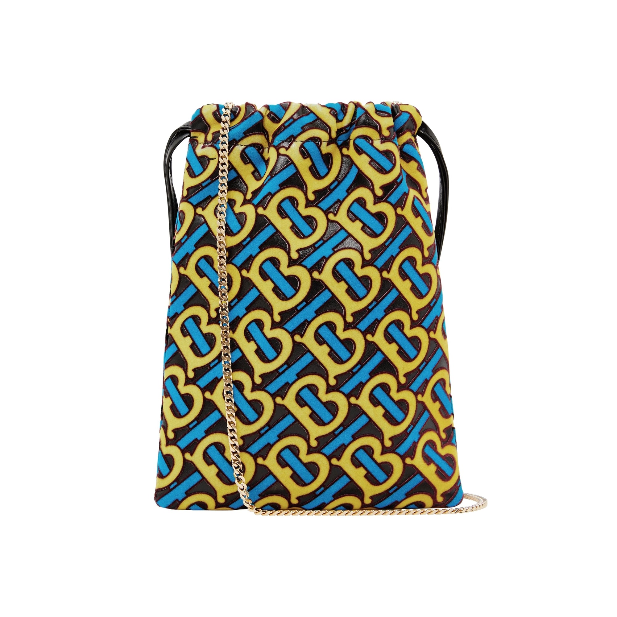 Petit sac pochon à cordon de serrage en cuir d'agneau floqué monogram - Quartz jaune
