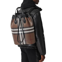 DARK BIRCH BROWN Sac à dos avec cordon de serrage en cuir check