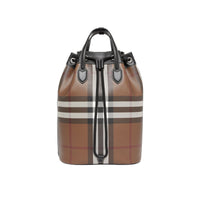 DARK BIRCH BROWN Sac à dos avec cordon de serrage en cuir check