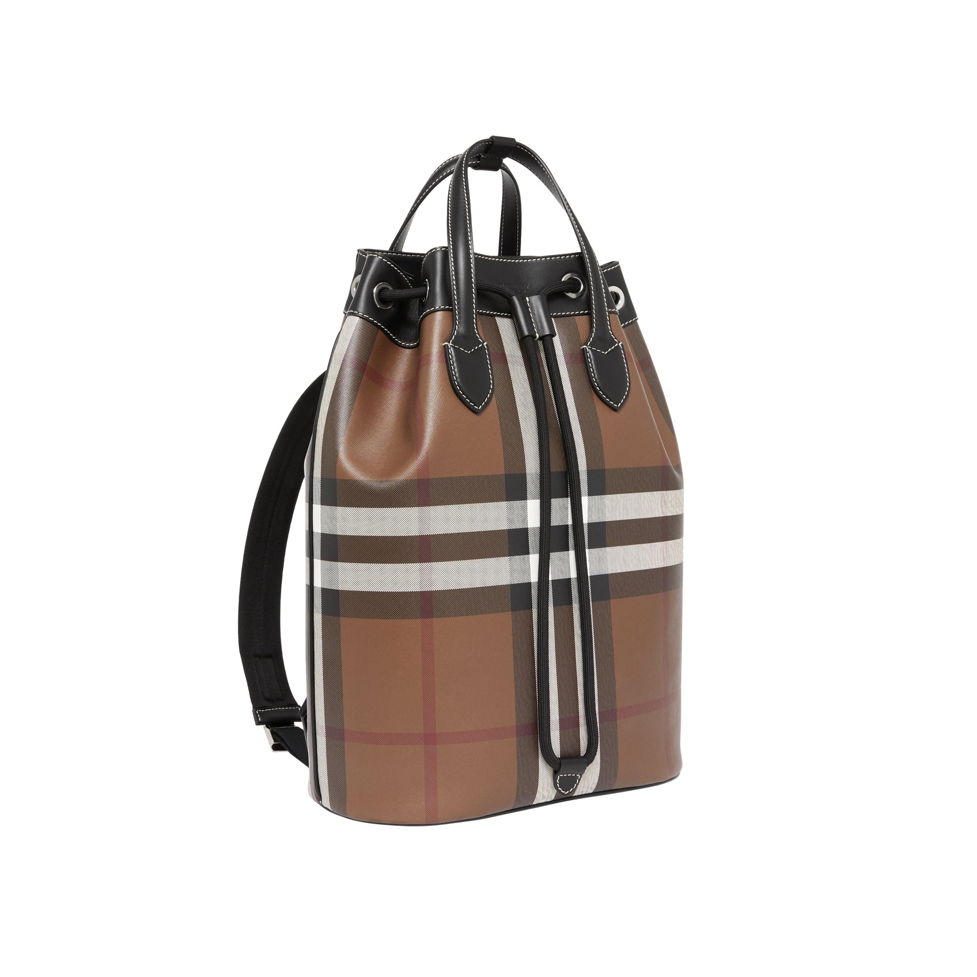 DARK BIRCH BROWN Sac à dos avec cordon de serrage en cuir check
