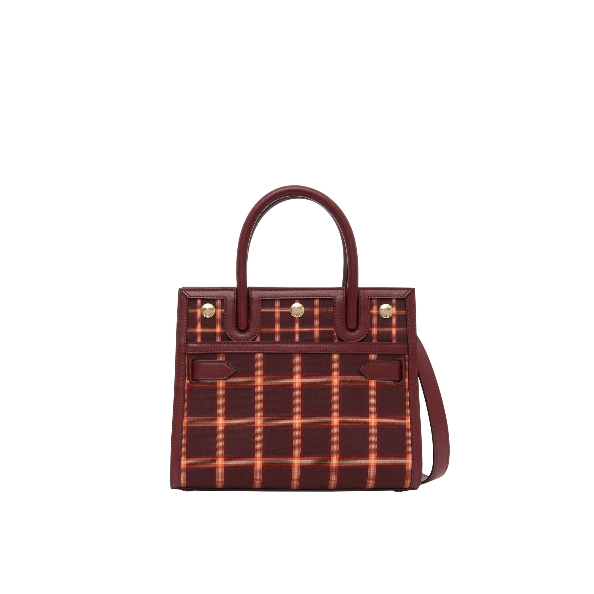 BURGUNDY Mini sac Title en coton technique tartan à double poignée