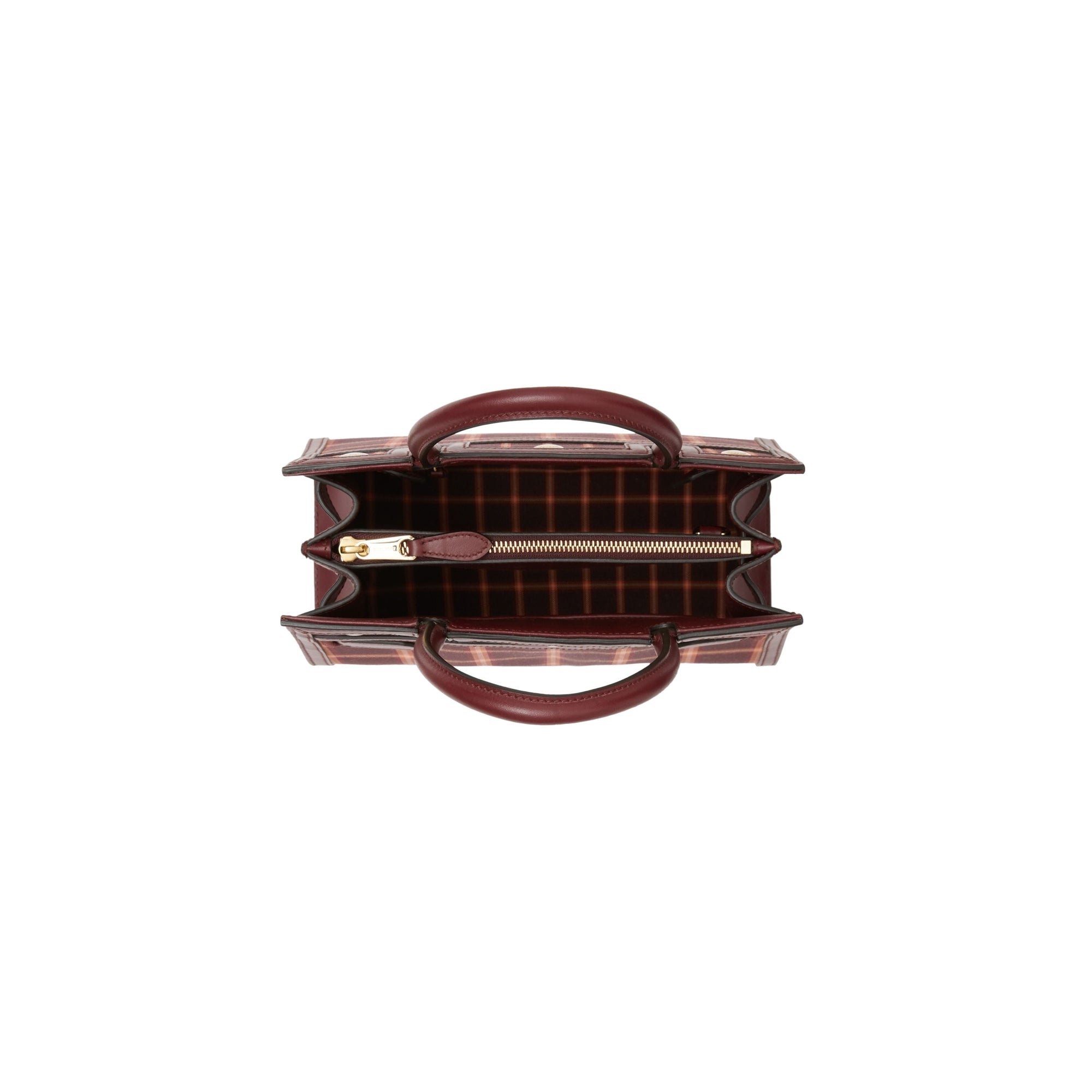 BURGUNDY Mini sac Title en coton technique tartan à double poignée