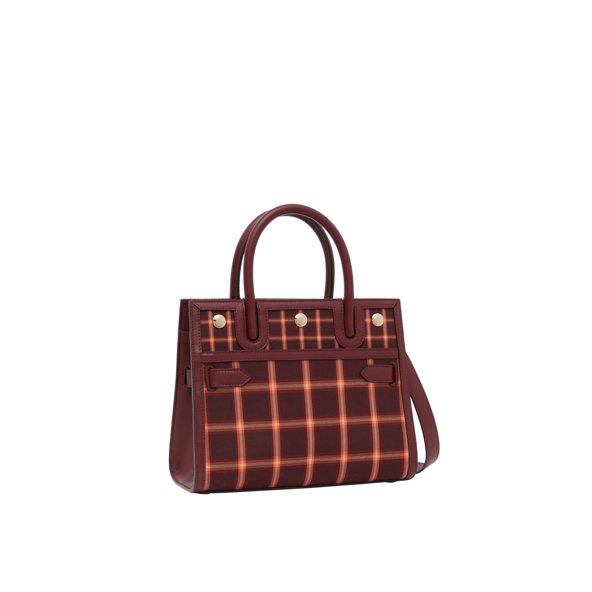 BURGUNDY Mini sac Title en coton technique tartan à double poignée