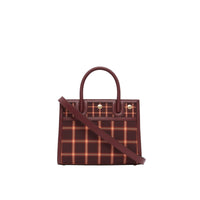 BURGUNDY Mini sac Title en coton technique tartan à double poignée