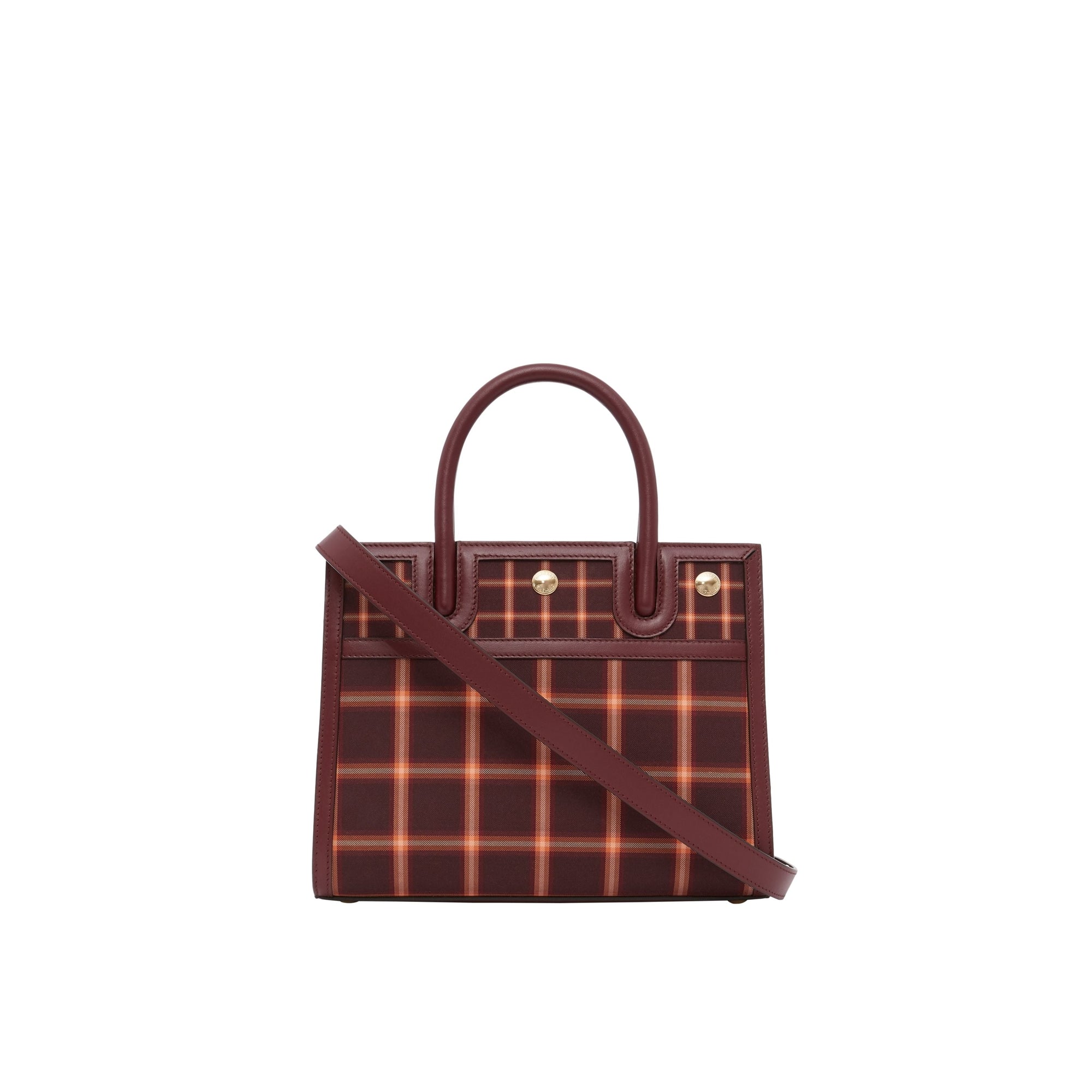 BURGUNDY Mini sac Title en coton technique tartan à double poignée