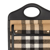 Mini sac Pocket en cachemire check et cuir - Beige d'Archive