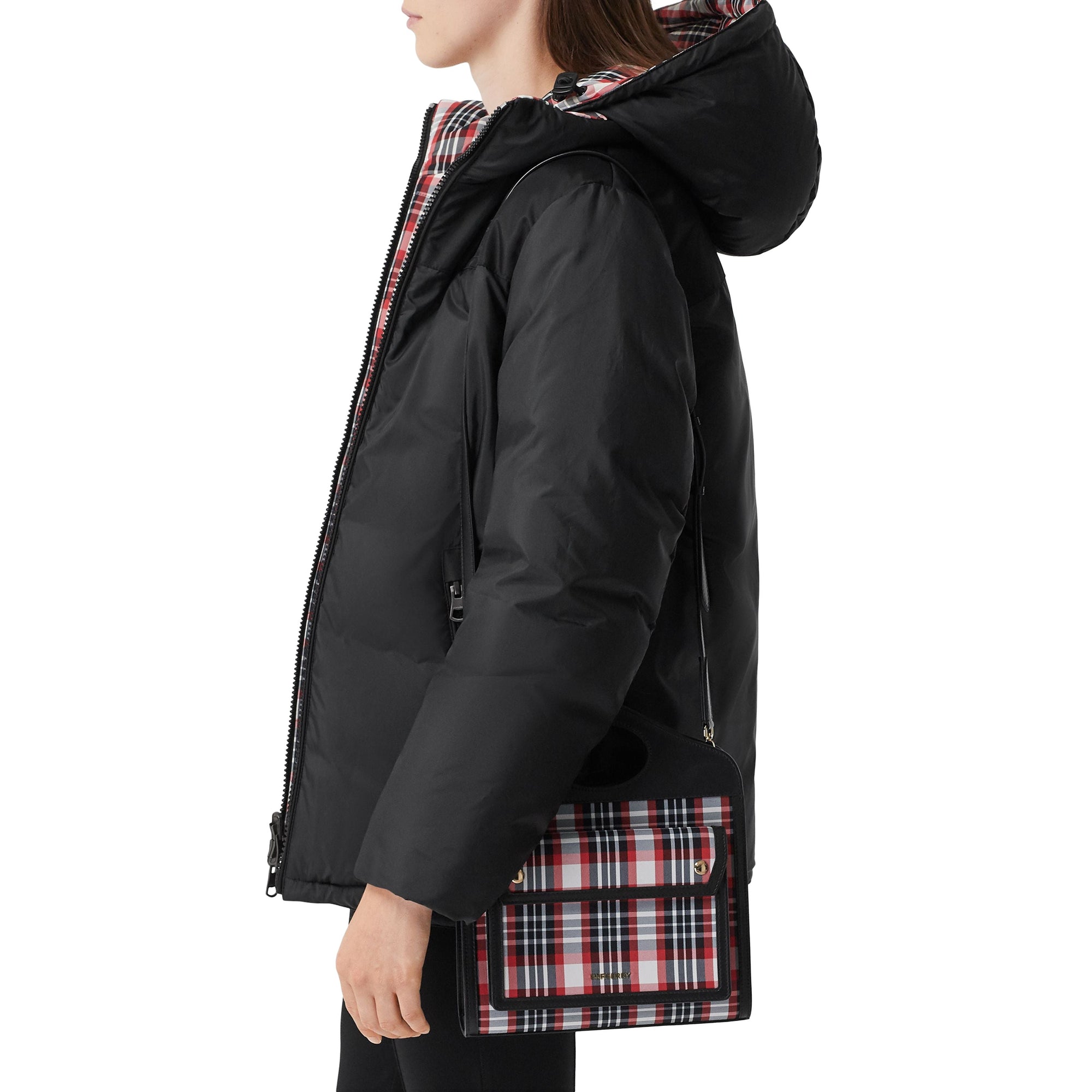BRIGHT RED Mini sac Pocket en nylon tartan et cuir