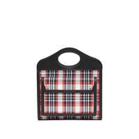 Mini sac pocket en nylon tartan et cuir - Rouge vif