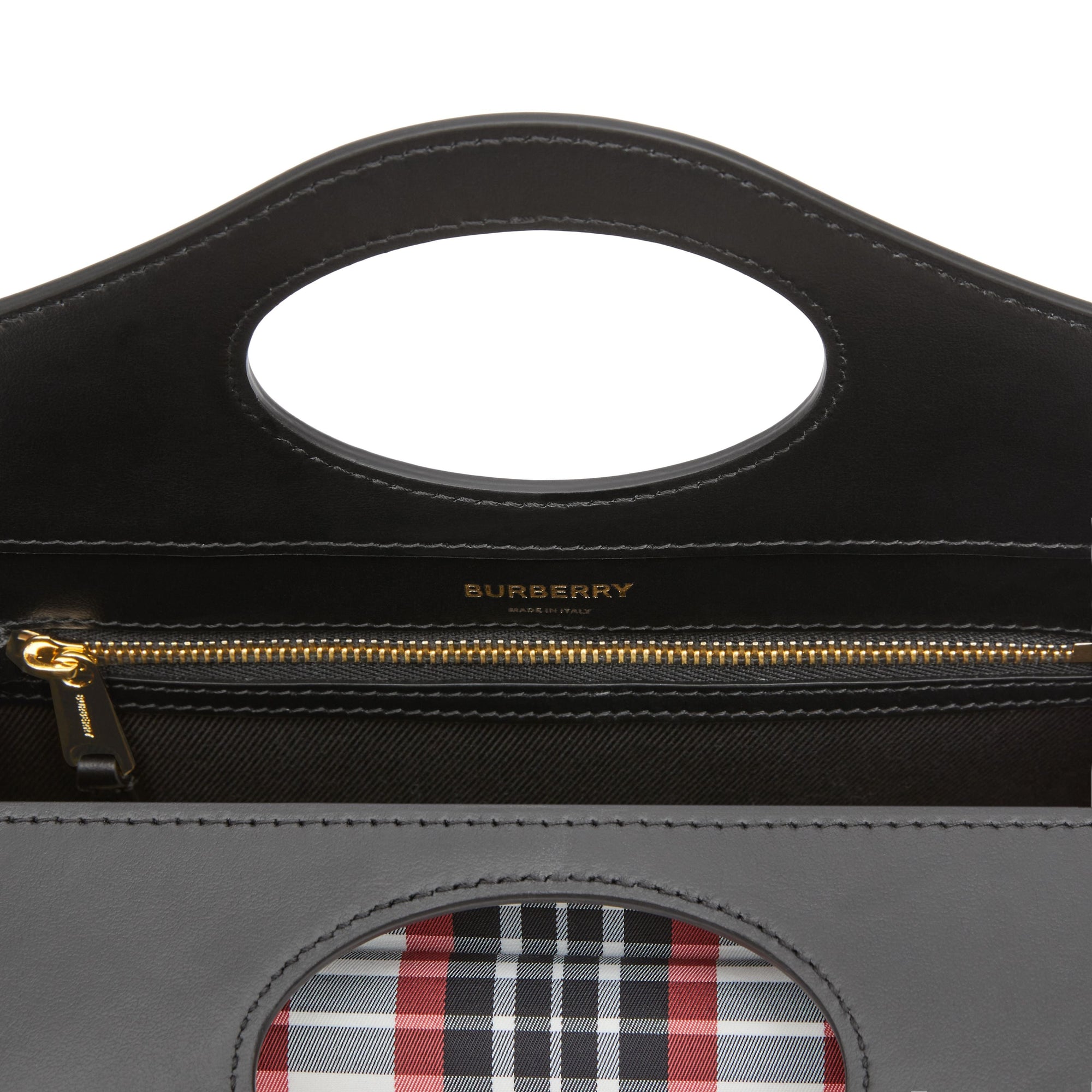 Mini sac Pocket en nylon tartan et cuir - Rouge Vif
