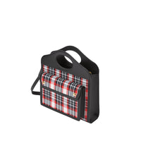 Mini sac Pocket en nylon tartan et cuir - Rouge Vif