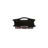 Mini sac pocket en nylon tartan et cuir - Rouge vif