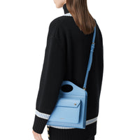 Mini sac pocket en cuir - Bleu topaze