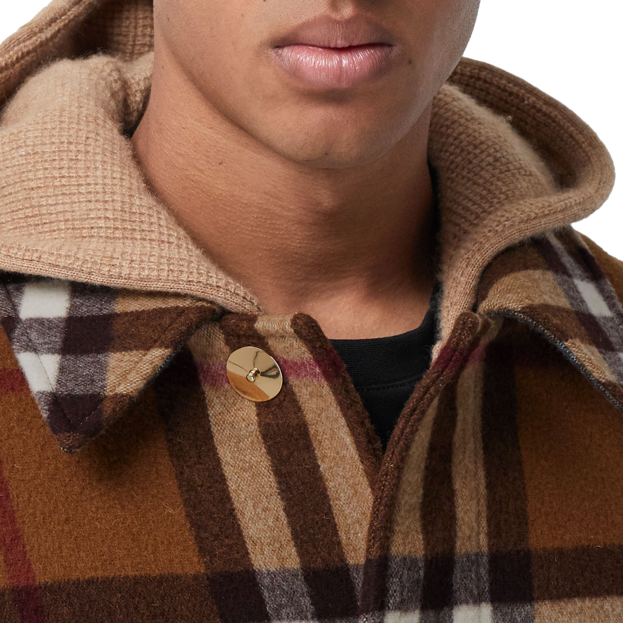 DARK BIRCH BROWN Paletot en laine check double face
