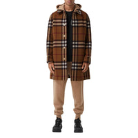 DARK BIRCH BROWN Paletot en laine check double face