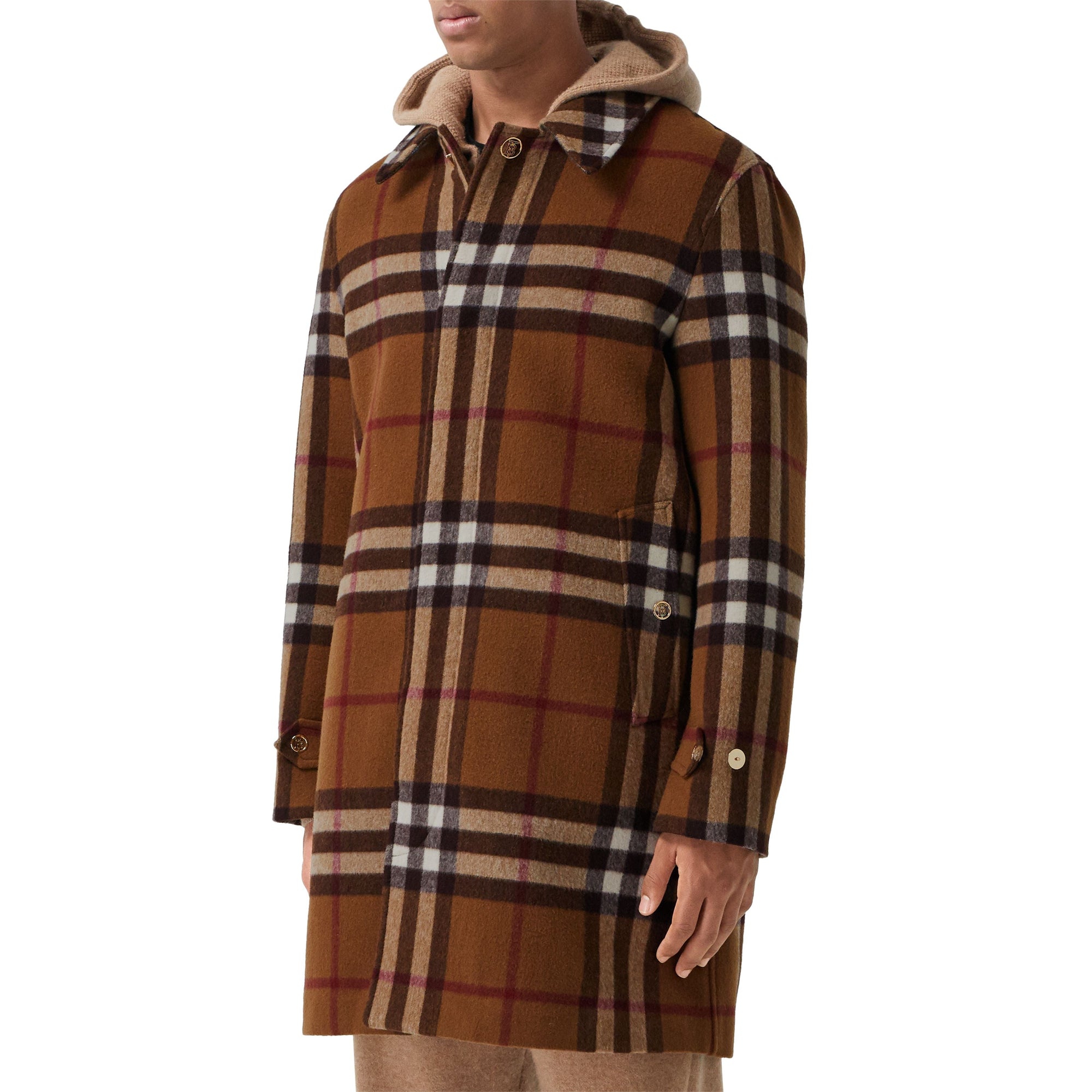 DARK BIRCH BROWN Paletot en laine check double face