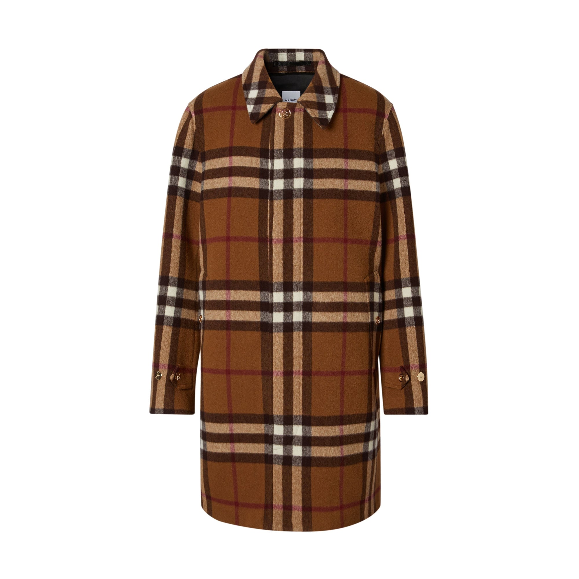 DARK BIRCH BROWN Paletot en laine check double face