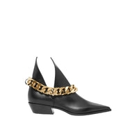 BLACK Bottines en cuir avec chaîne